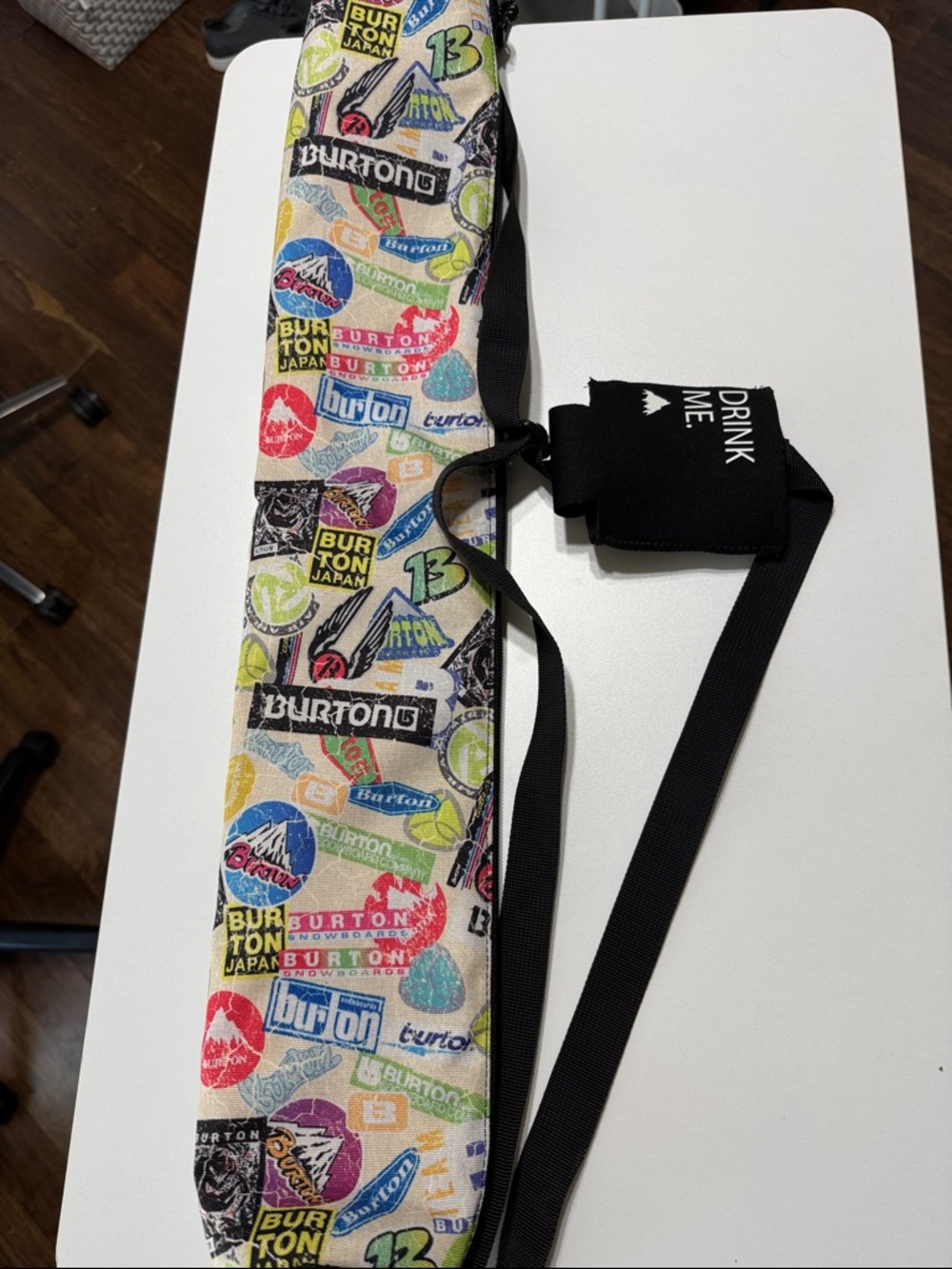 Burton Multicolor Sticker-Print Snowboard Carry Strap with Black Webbing